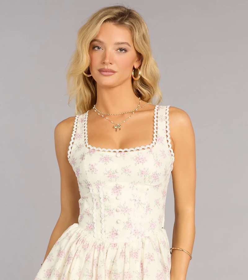 Sweet Invite Floral Woven Skater Dress