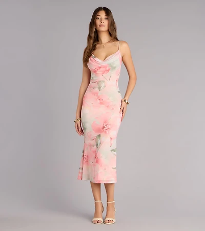 Grace Motion Floral Open Back Midi Dress