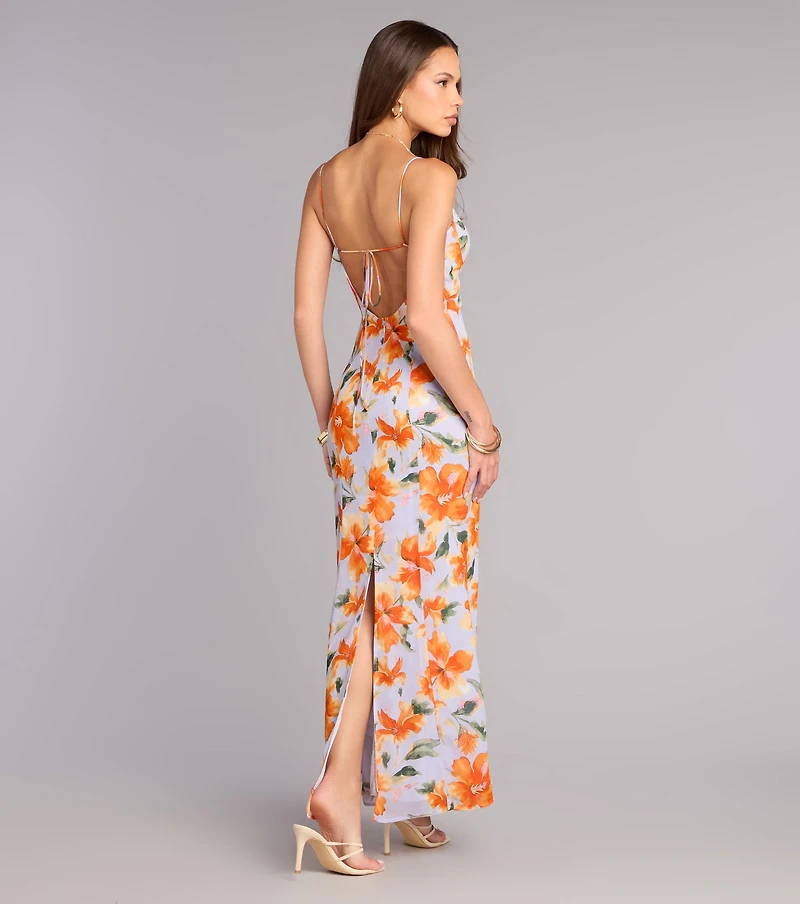 Vacay Beauty Strappy Back Floral Maxi Dress