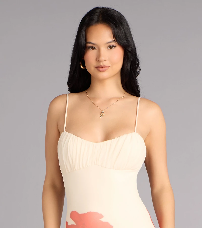 Soft Spoken Stunner Floral Mesh Maxi Dress