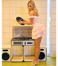 Sweet Plans Eyelet Off-The-Shoulder Skater Dress