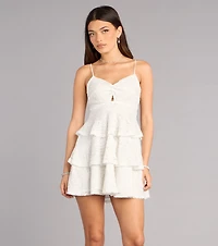 Glitter Kiss Lace Ruffle Mini Dress