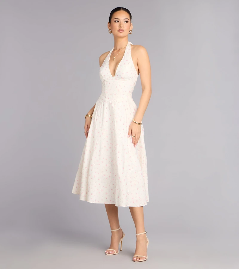 Brunch Bloom Floral Butterfly Midi Dress