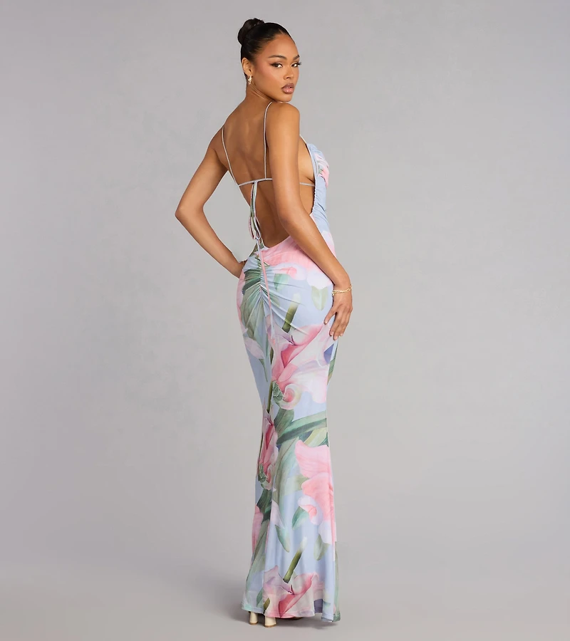 Effortless Bloom Floral Open Back Maxi Dress