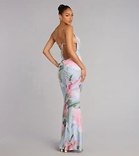 Effortless Bloom Floral Open Back Maxi Dress