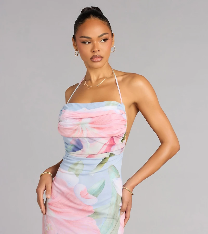 Effortless Bloom Floral Open Back Maxi Dress