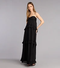 Soft Drama Chiffon Ruffle A-Line Maxi Dress