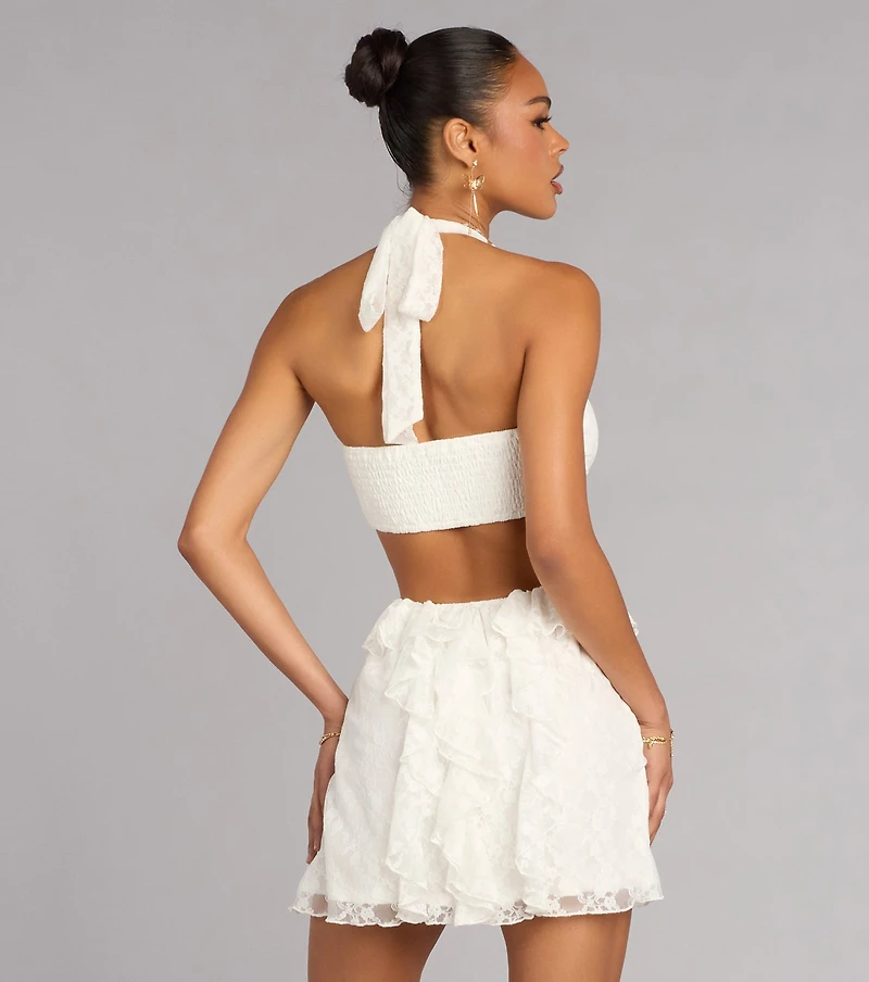 Compliment Me Lace Ruffle A-Line Mini Dress