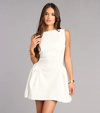 Effortlessly Chic Crepe Pleated Skater Dress