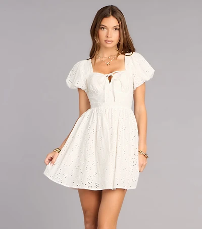 Charmed Life Eyelet Skater Mini Dress