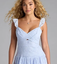 Cutest Flirt Flutter Sleeve Skater Dress