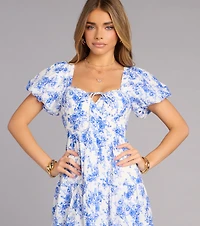Picnic Plans Floral Puff Sleeve Dress