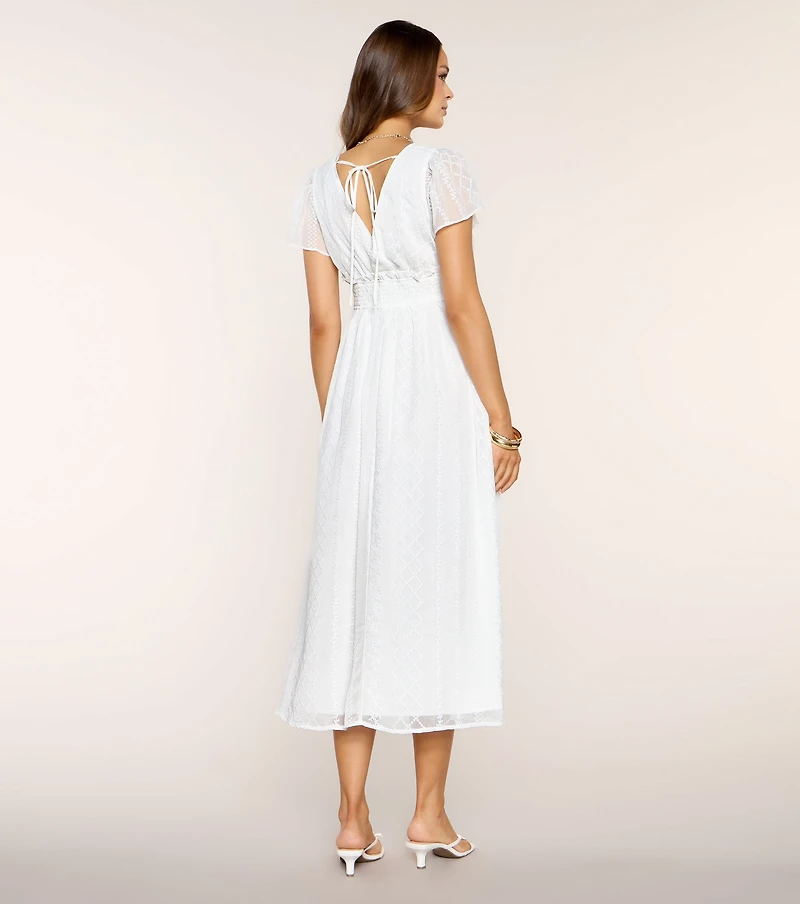 Garden Kisses Flutter Sleeve Midi Dress