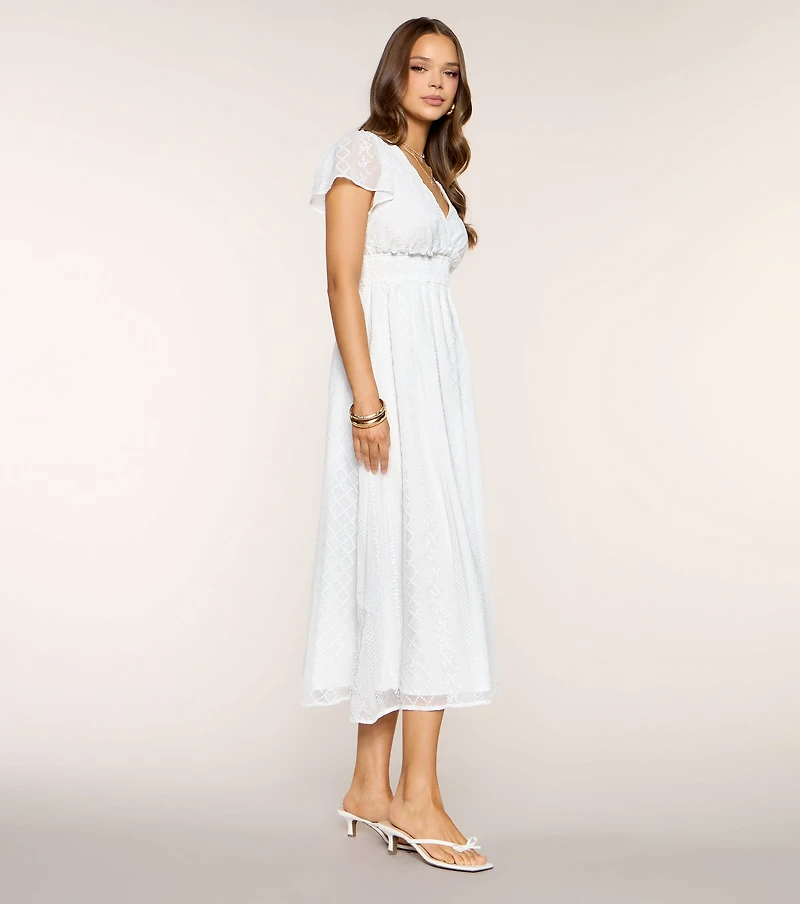 Garden Kisses Flutter Sleeve Midi Dress