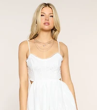 Sweet Day Plans Eyelet Open Back Mini Dress