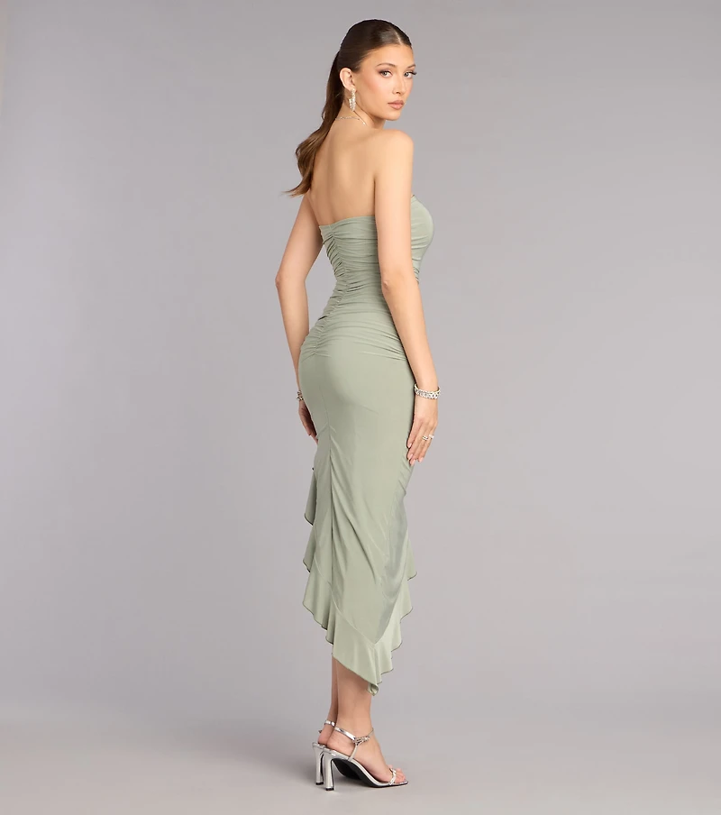 Caught Your Eye Strapless Midi Dress