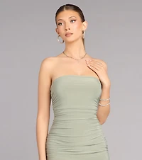 Caught Your Eye Strapless Midi Dress