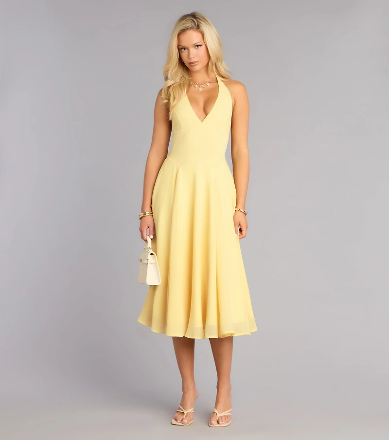 Effortless Grace Chiffon Midi Dress