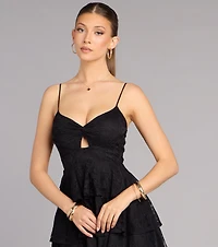 Boldly Sweet Lace Ruffle Mini Dress