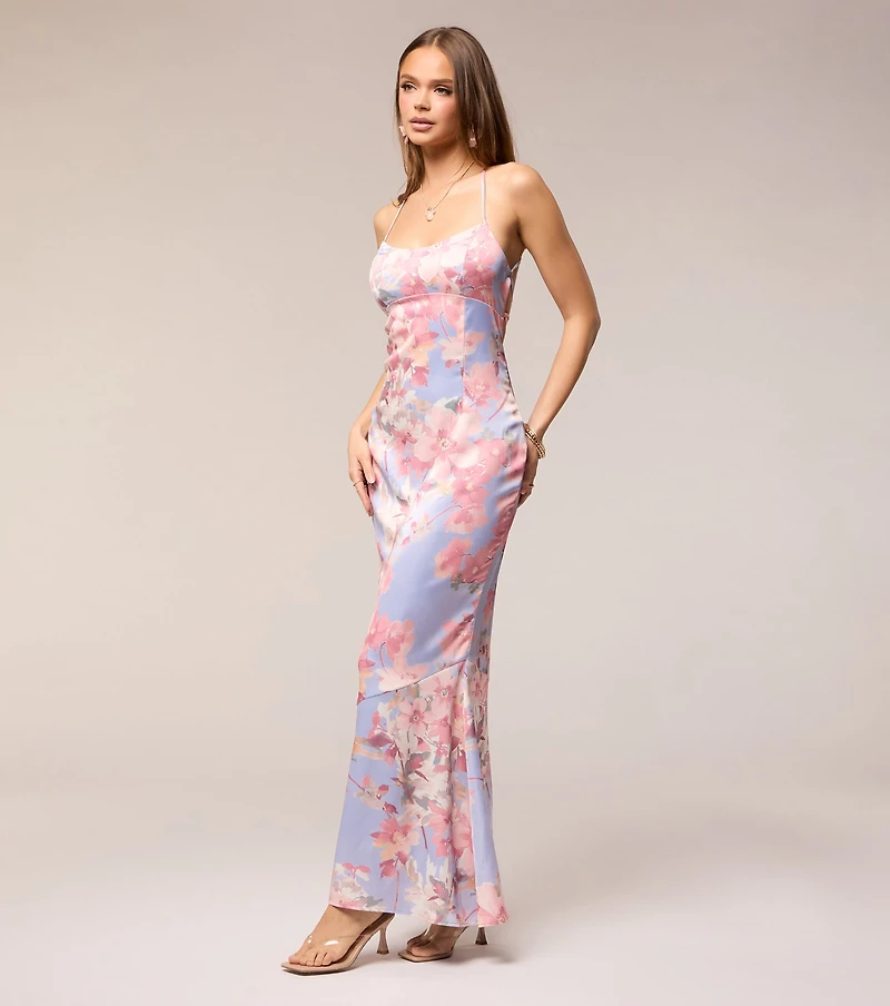 Blossom Blur Satin Floral Maxi Dress