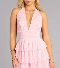 Soft Glam Agenda Lace Ruffle Skater Dress