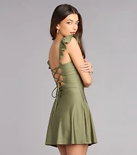 Flirt Mode On Lace-Up Mini Dress