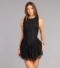 Just Add Heels Lace Skater Mini Dress