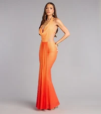 Sunset Muse Ombre Mesh Cutout Maxi Dress