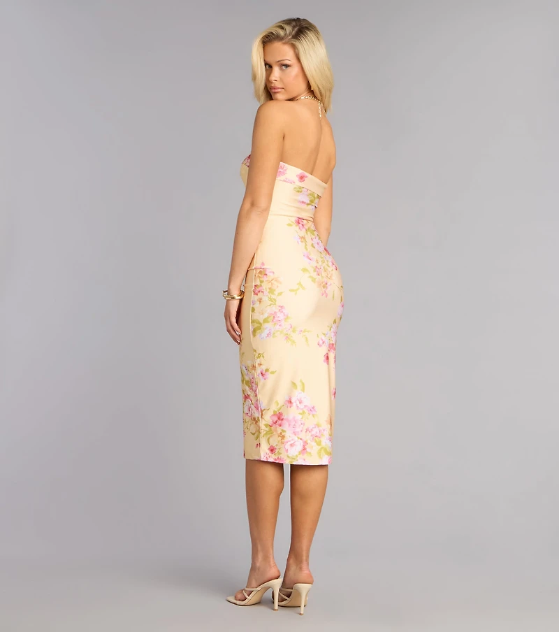 Bare It Beautiful Floral Tube Midi Dress