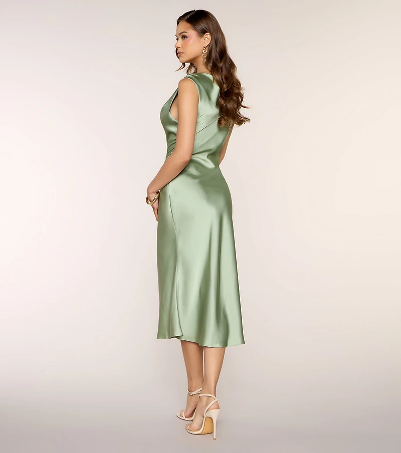 Candlelit Plans Satin Midi Dress