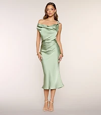 Candlelit Plans Satin Midi Dress