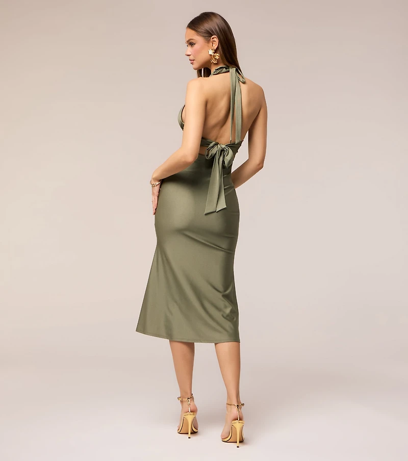 Tied Up Elegance Halter Midi Dress