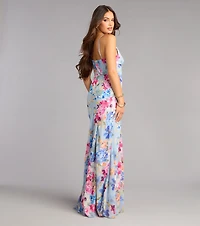Flirty RSVP Floral Chiffon Maxi Dress