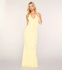 Flirty Drama Halter Ruffle Maxi Dress
