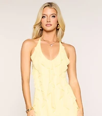 Flirty Drama Halter Ruffle Maxi Dress