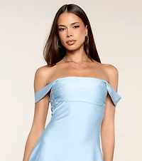 Classics Lover Off-The-Shoulder Satin A-Line Mini Dress