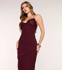 Second Look Lace-Trim Chiffon A-Line Midi Dress