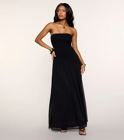 Breezy Strapless Drop Waist Maxi Dress
