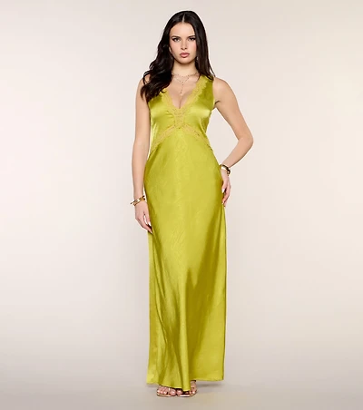 Best Guest Satin Lace Maxi Dress