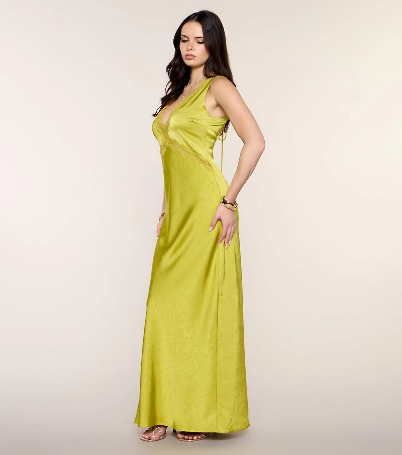 Best Guest Satin Lace Maxi Dress