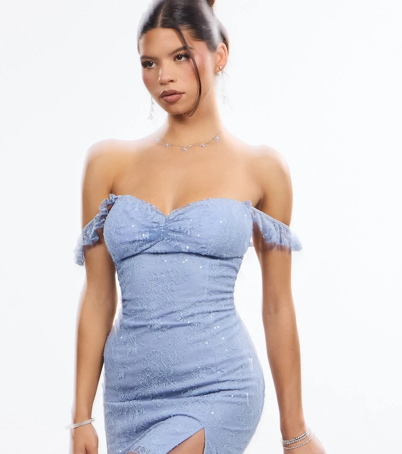 Opulent Lace-Up Sequin Bodycon Mini Dress