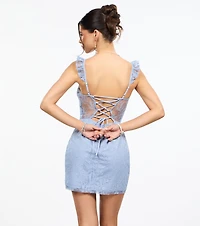 Opulent Lace-Up Sequin Bodycon Mini Dress