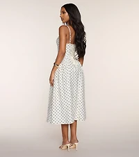Dot Your Calendar Lace-Up Midi Dress