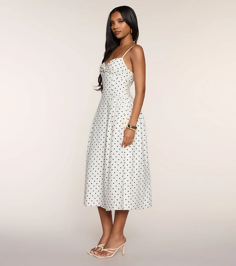 Dot Your Calendar Lace-Up Midi Dress