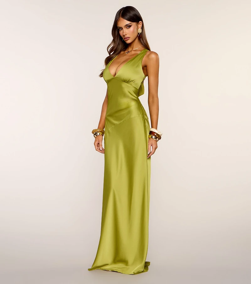 Last Look Satin Cowl Back Maxi Dress