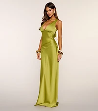 Last Look Satin Cowl Back Maxi Dress