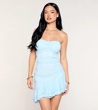Ruffle RSVP Lace A-Line Mini Dress