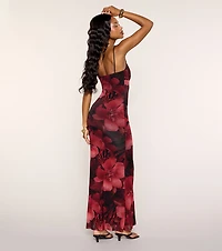 Blooming Beauty Floral Print Mesh Maxi Dress