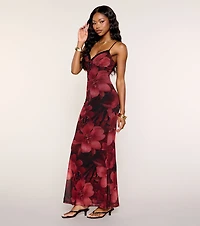Blooming Beauty Floral Print Mesh Maxi Dress