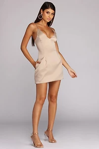 Pocket Satin Cocktail Dress